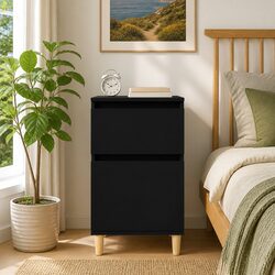 Black Bedside Cabinet - 40W x 35D x 70H cm