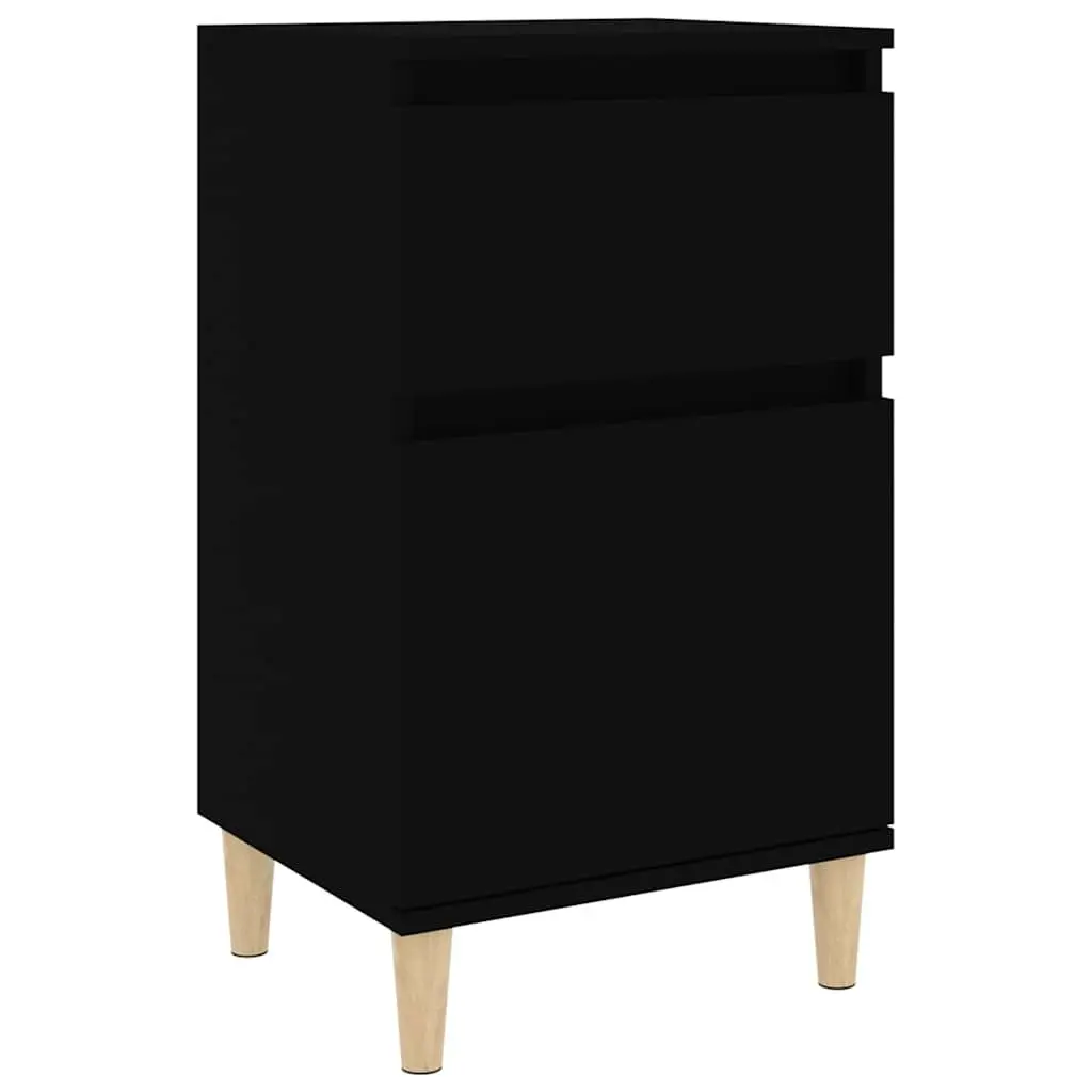 Bedside Cabinet Black Nightstand Storage Organizer Bedroom 40x35x70cm