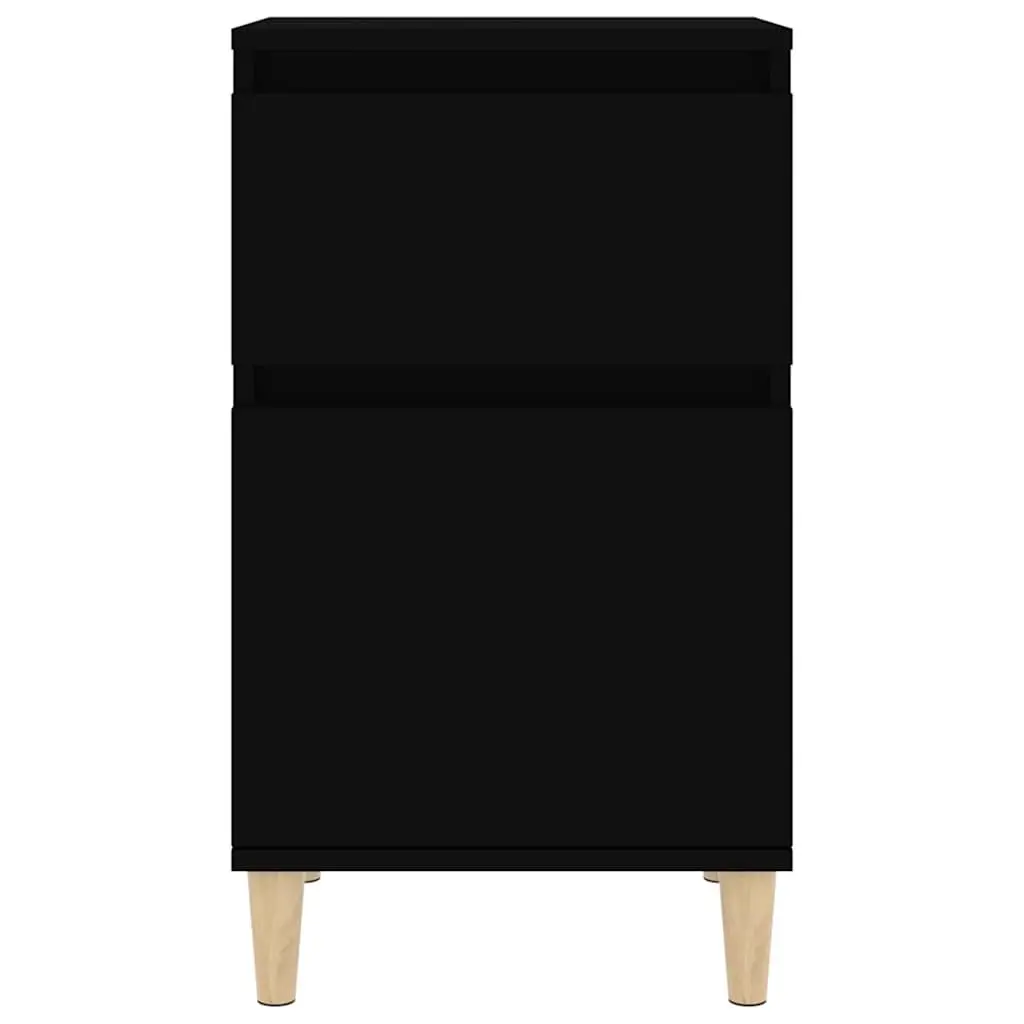 Bedside Cabinet Black Nightstand Storage Organizer Bedroom 40x35x70cm