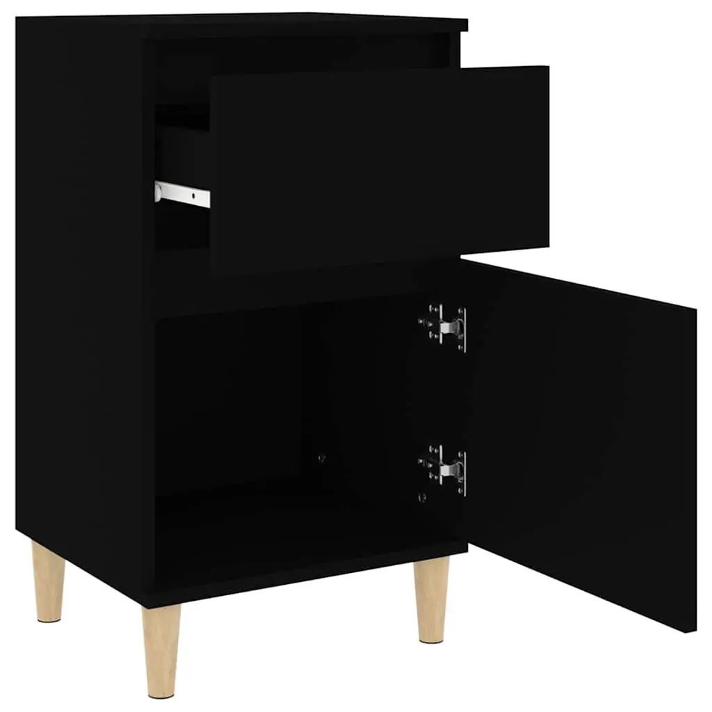 Bedside Cabinet Black Nightstand Storage Organizer Bedroom 40x35x70cm