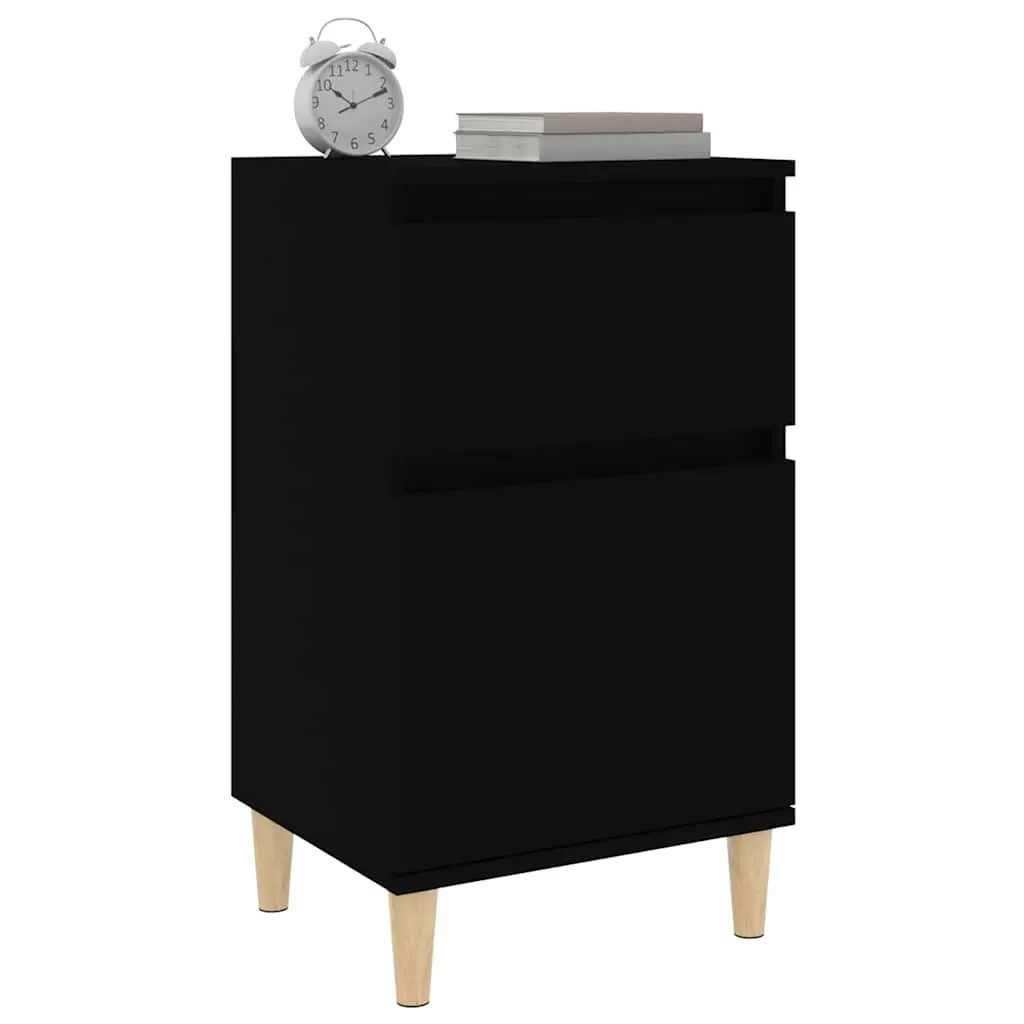 Bedside Cabinets 2 Pieces Black Nightstands Storage Organiser Bedroom Furniture