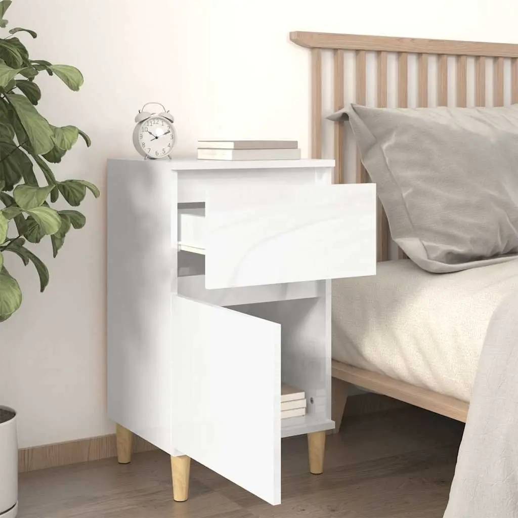 White High Gloss Bedside Cabinets Set