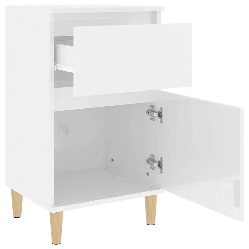White High Gloss Bedside Cabinets Set