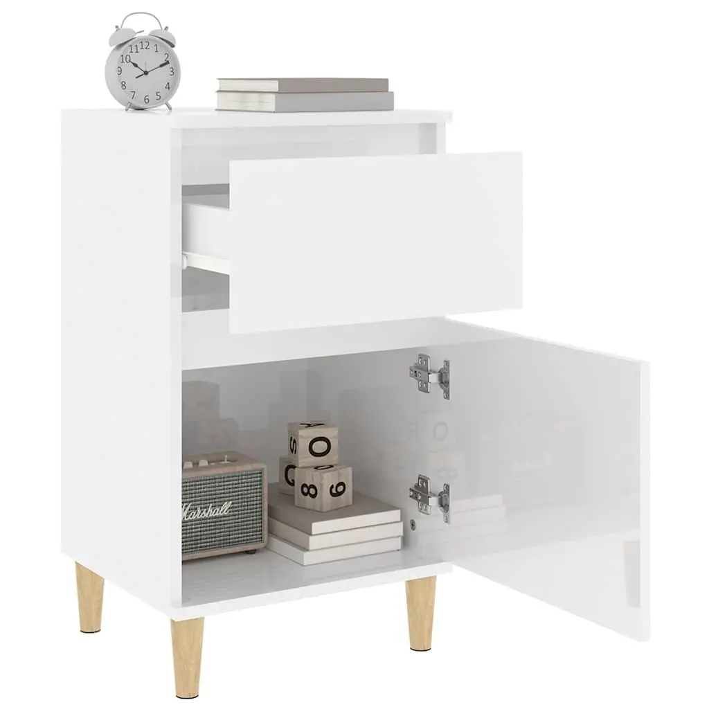 White High Gloss Bedside Cabinets Set