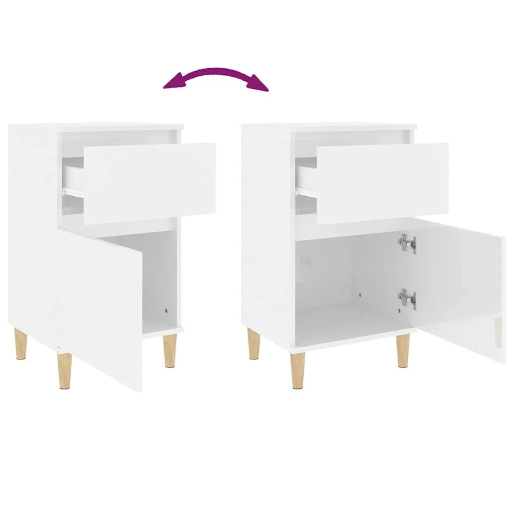 White High Gloss Bedside Cabinets Set