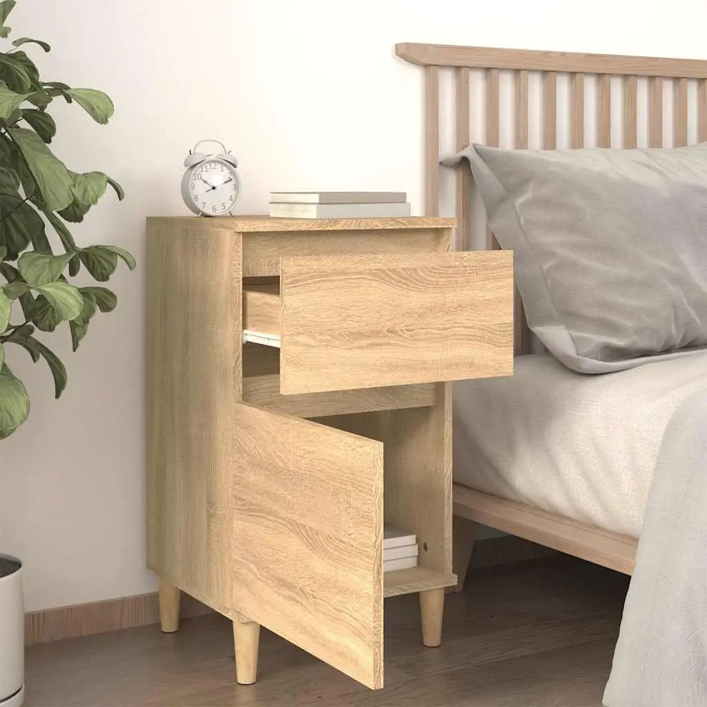 Bedside Cabinet Bedroom Storage Organiser 40x35x70cm Brown