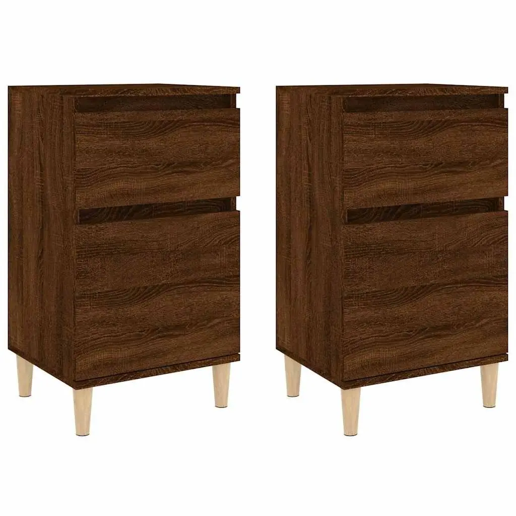 Bedside Cabinet Brown Oak Storage Nightstand Table 40x35x70cm Bedroom Furniture 2 Piece