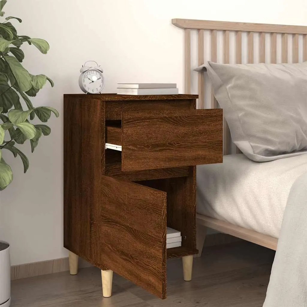 Bedside Cabinet Brown Oak Storage Nightstand Table 40x35x70cm Bedroom Furniture 2 Piece