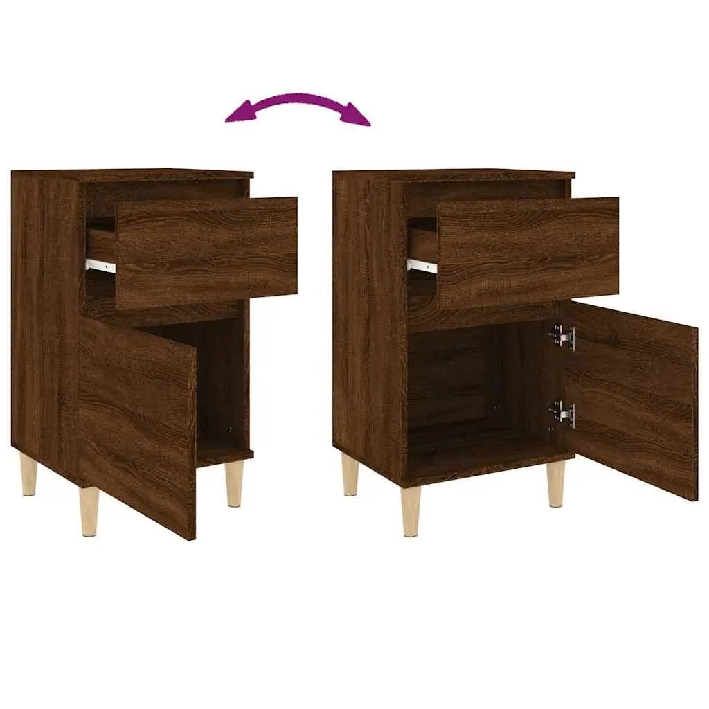 Bedside Cabinet Brown Oak Storage Nightstand Table 40x35x70cm Bedroom Furniture 2 Piece