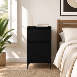 Bedside Cabinet Black Nightstand Storage Organiser Bedroom Furniture 40x35x70cm