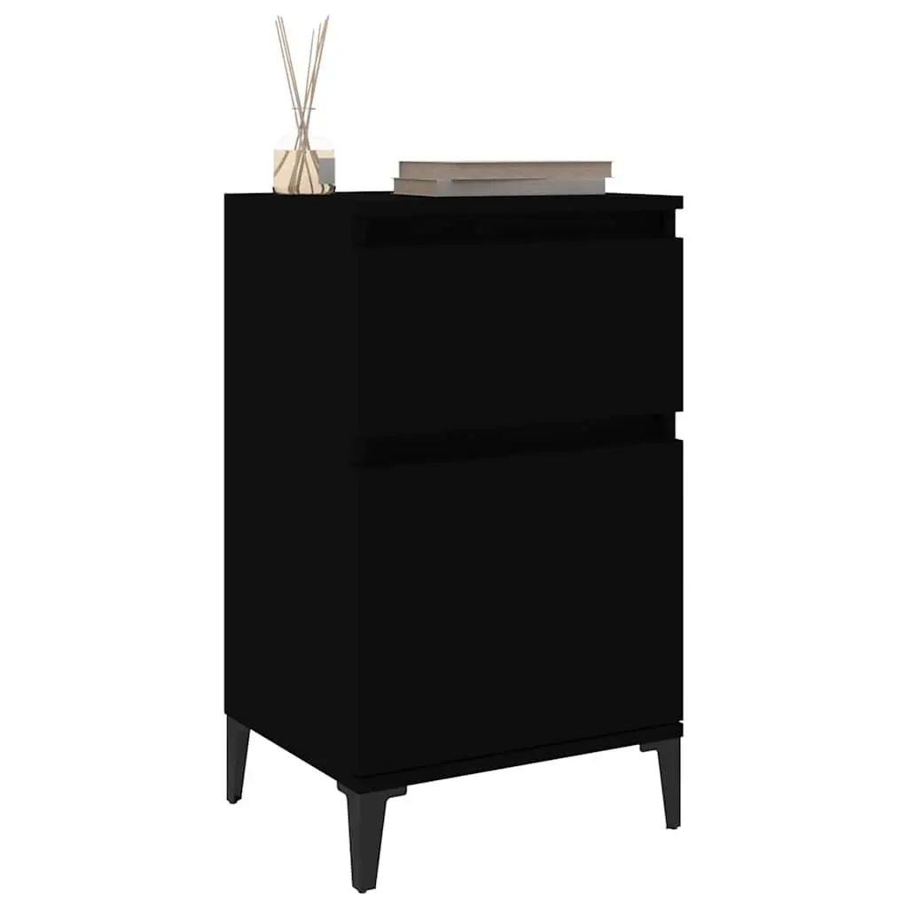 Bedside Cabinet Black Nightstand Storage Organiser Bedroom Furniture 40x35x70cm