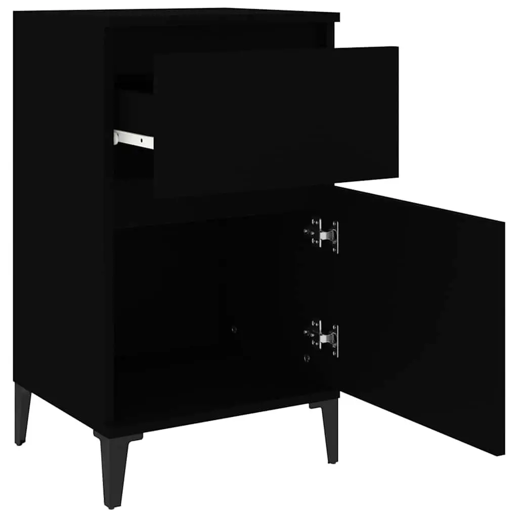 Black Bedside Cabinets Set of 2 Bedroom Storage Nightstand 40x35x70 cm