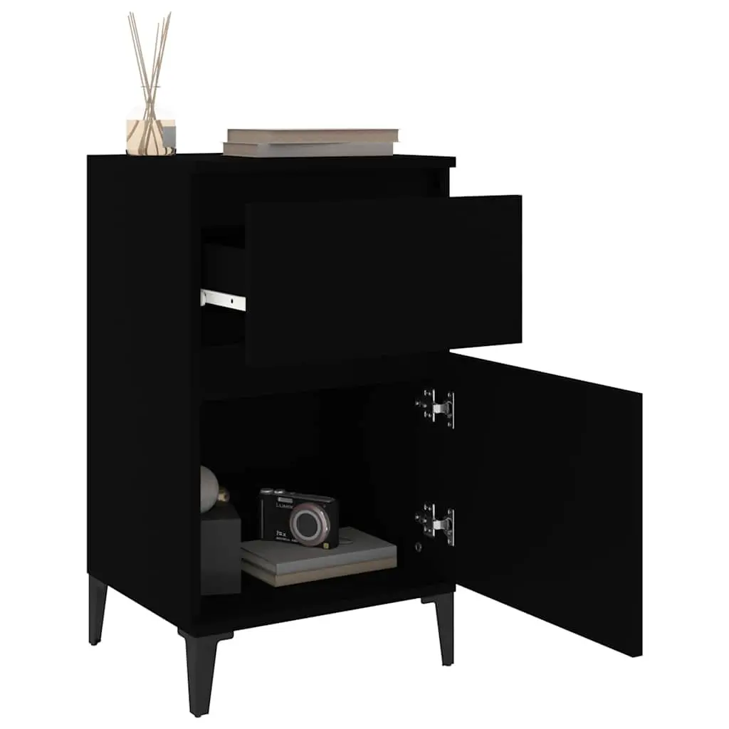Black Bedside Cabinets Set of 2 Bedroom Storage Nightstand 40x35x70 cm