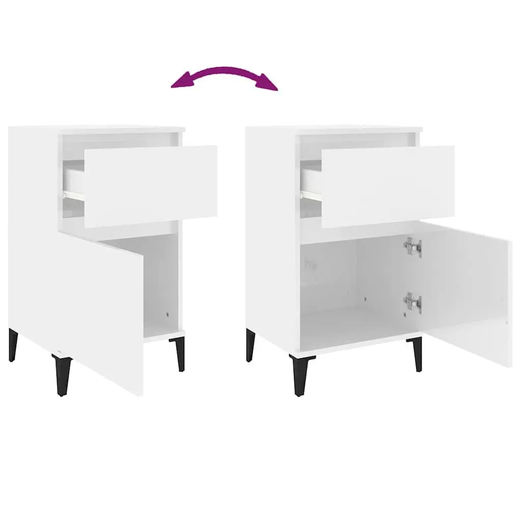 Bedside Cabinets Bedroom Storage White 40x35x70 cm 2 Piece