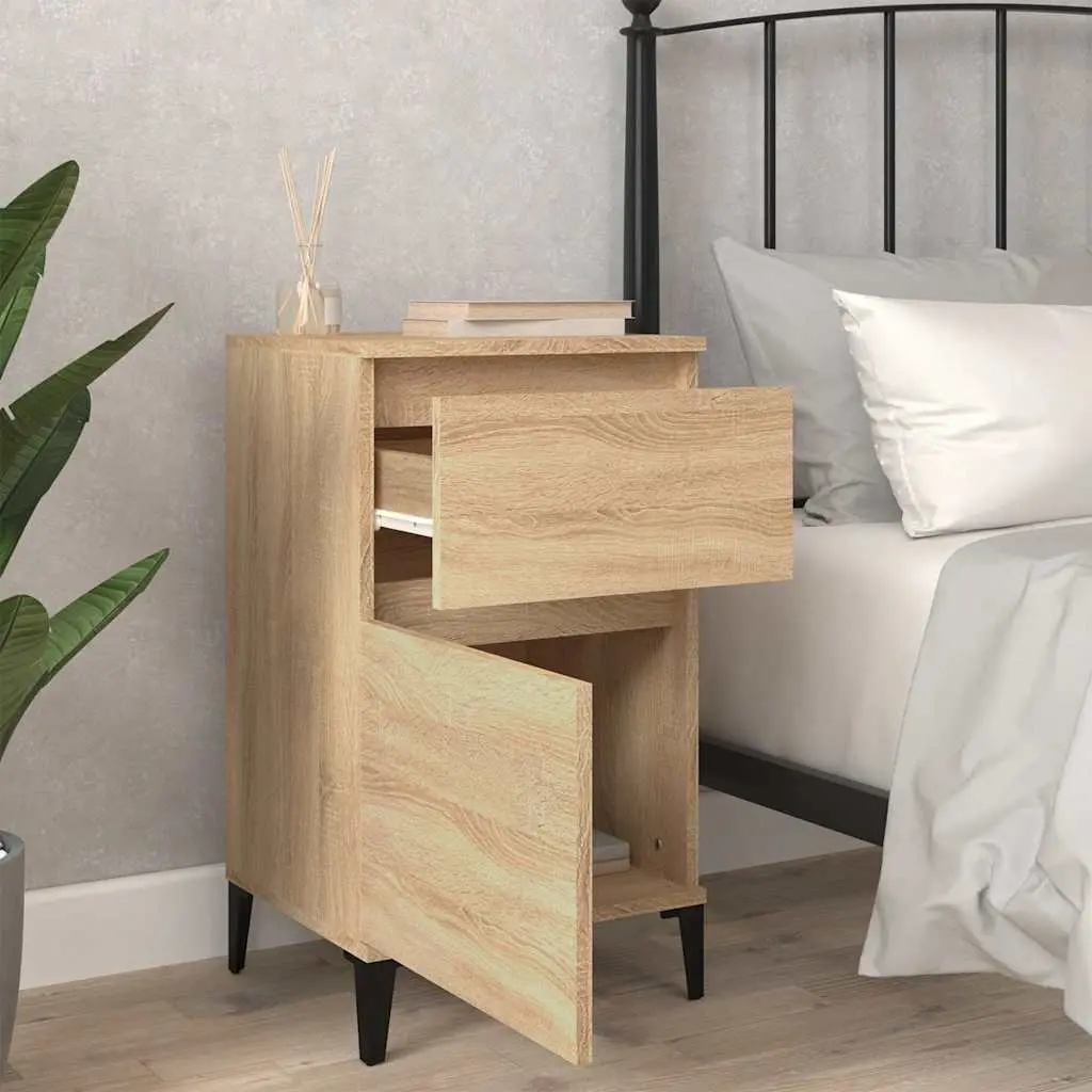 Bedside Cabinets Storage Nightstand Organiser Set of 2 Brown 40x35x70 cm