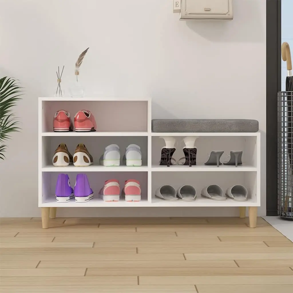 Shoe Storage Cabinet 102x36x60cm White Engineered Wood 5 Compartment Organizer