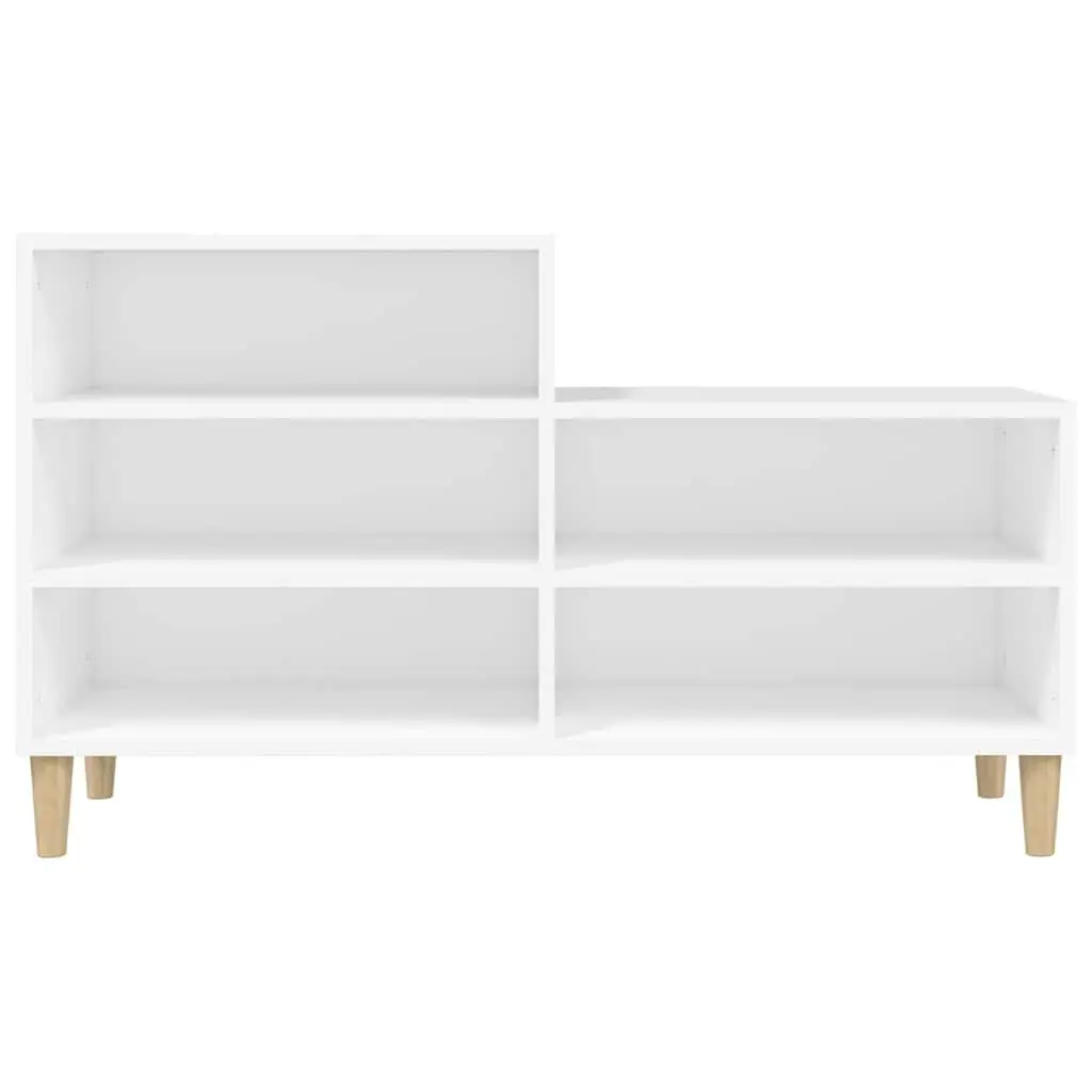 Shoe Storage Cabinet 102x36x60cm White Engineered Wood 5 Compartment Organizer