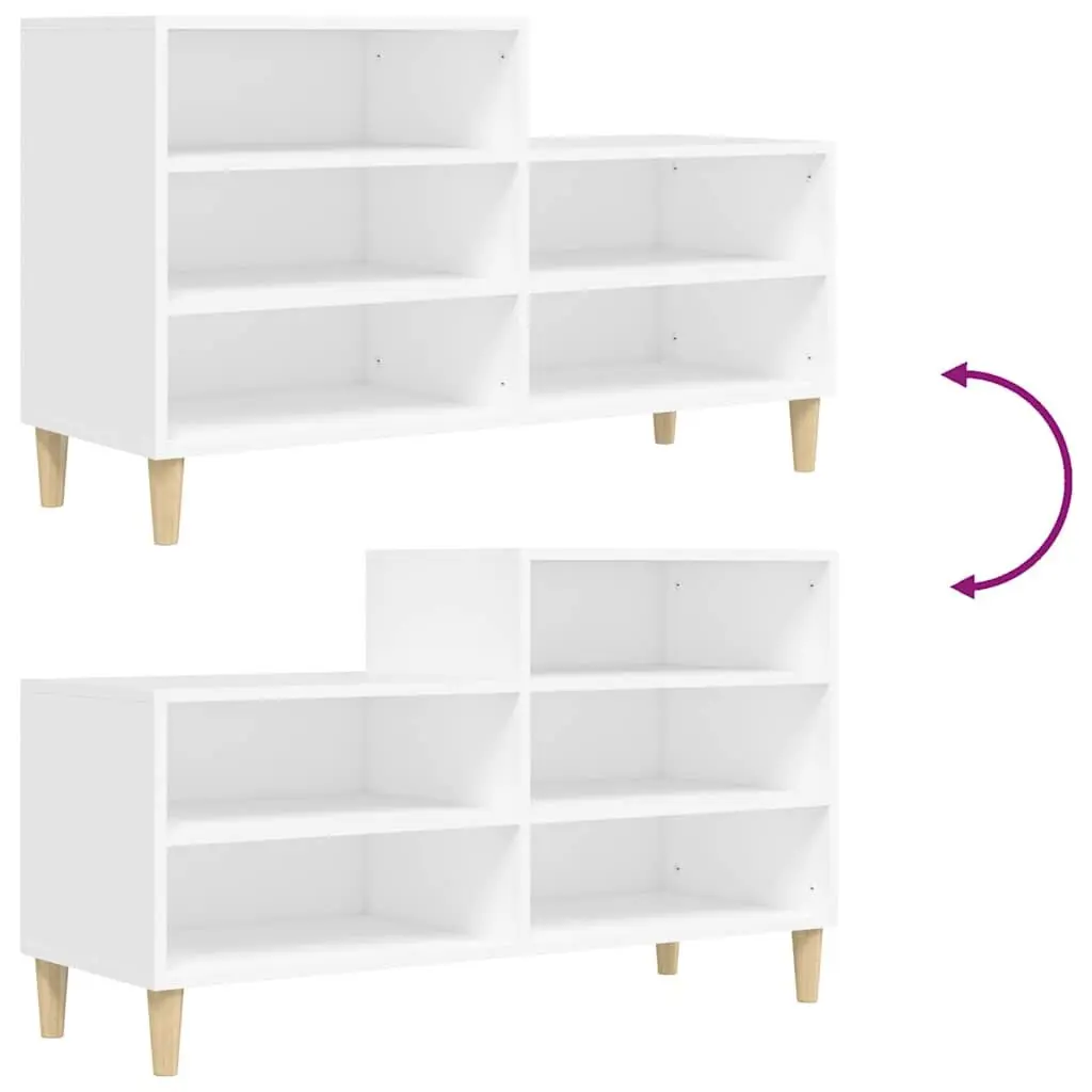 Shoe Storage Cabinet 102x36x60cm White Engineered Wood 5 Compartment Organizer