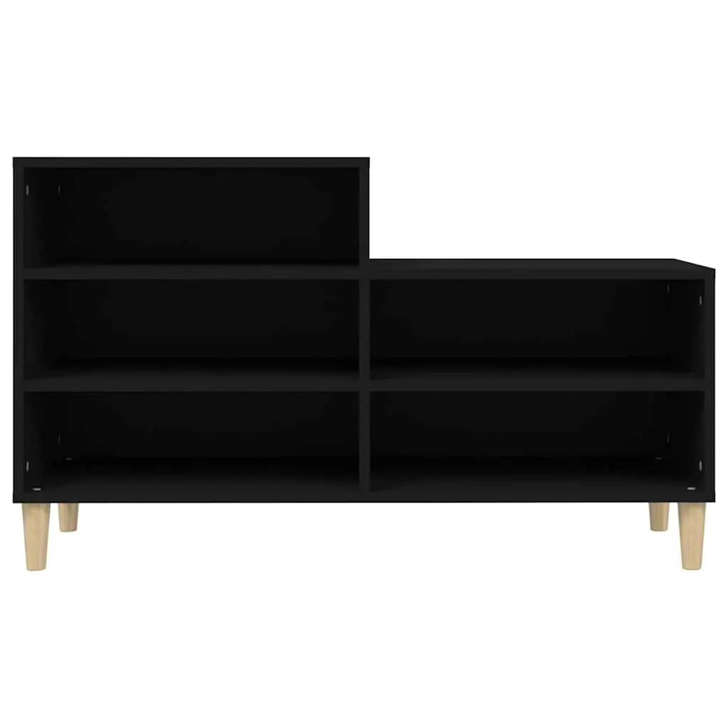 Shoe Cabinet Black Storage Organiser Engineered Wood 5 Compartments 102W x 36D x 60H cm