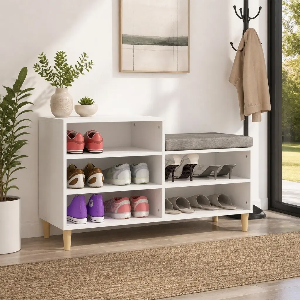 Shoe Cabinet for Home Organisation White High Gloss 5 Compartments