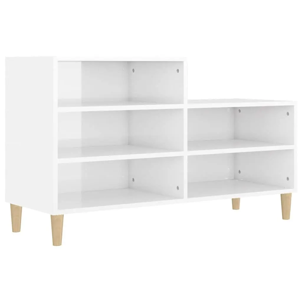 Shoe Cabinet for Home Organisation White High Gloss 5 Compartments