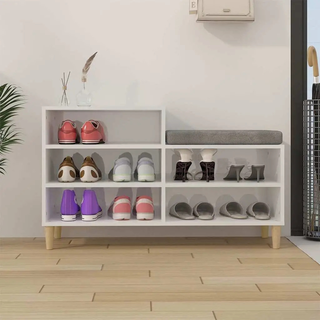 Shoe Cabinet for Home Organisation White High Gloss 5 Compartments