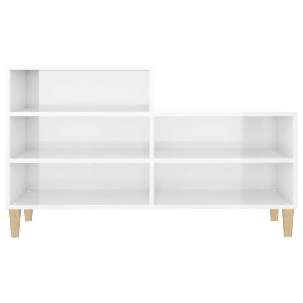 Shoe Cabinet for Home Organisation White High Gloss 5 Compartments
