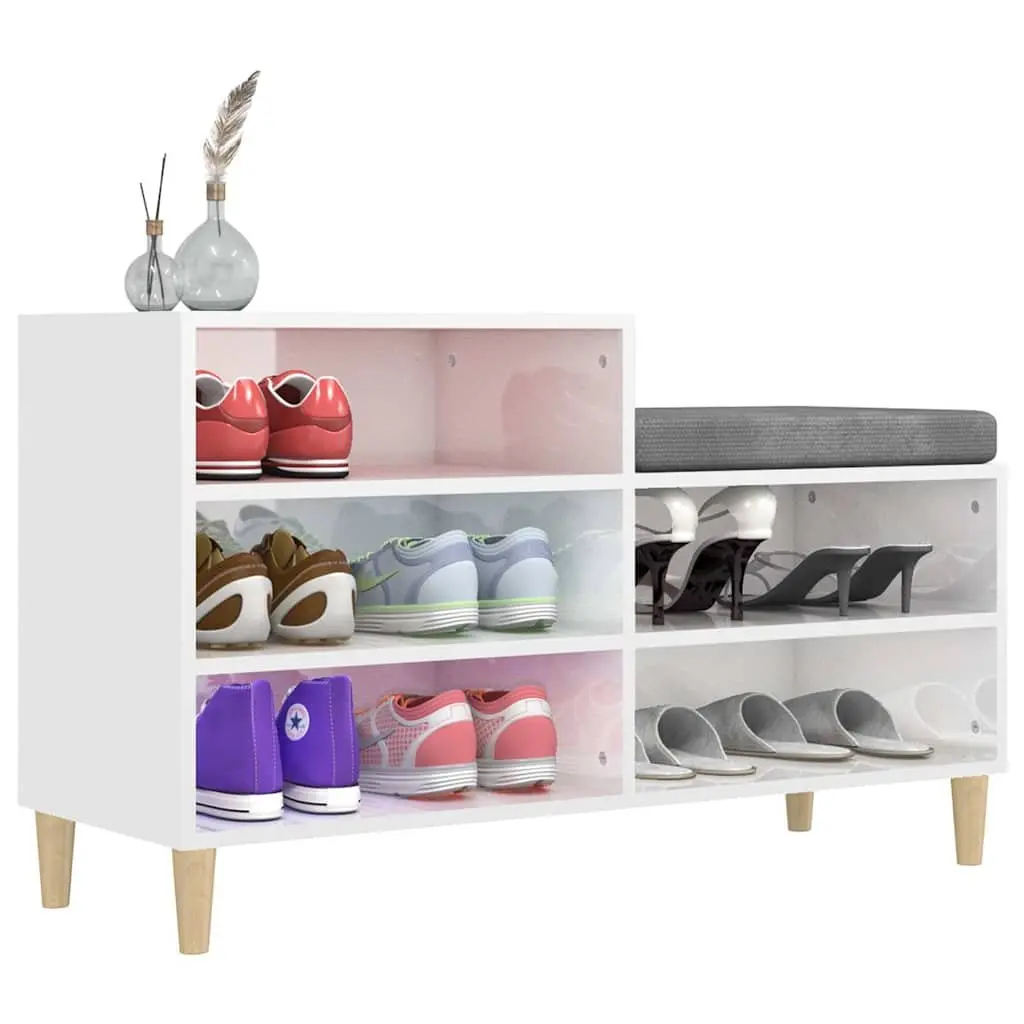 Shoe Cabinet for Home Organisation White High Gloss 5 Compartments
