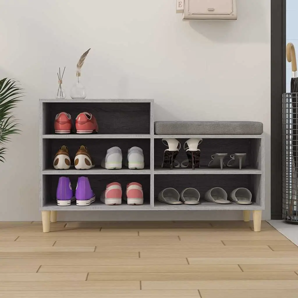Shoe Cabinet Grey Sonoma 102x36x60cm Storage Organiser Engineered Wood
