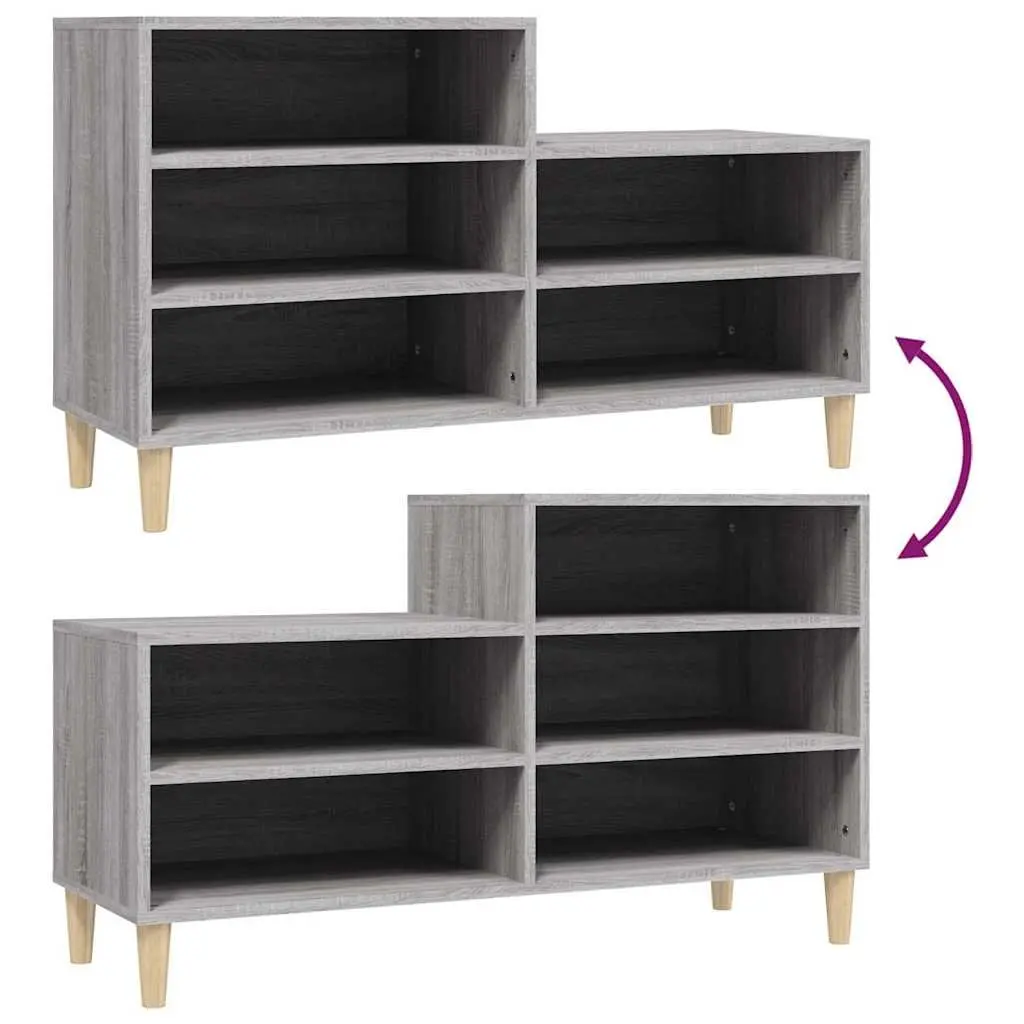 Shoe Cabinet Grey Sonoma 102x36x60cm Storage Organiser Engineered Wood