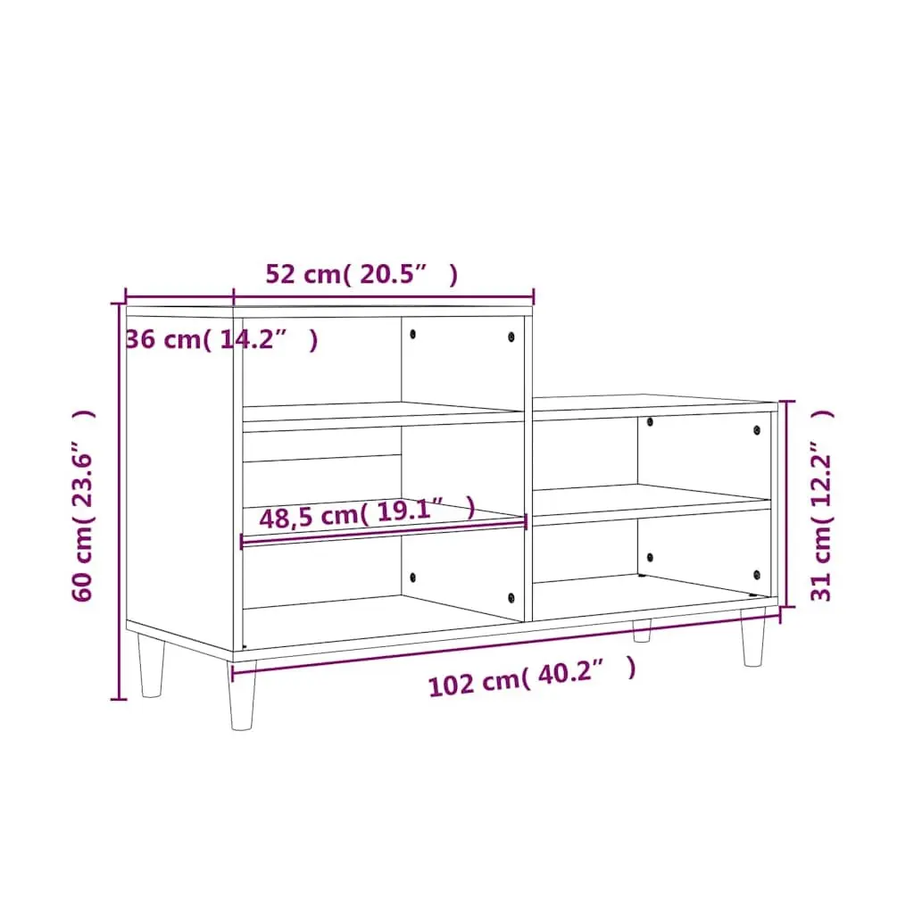 Shoe Cabinet Grey Sonoma 102x36x60cm Storage Organiser Engineered Wood