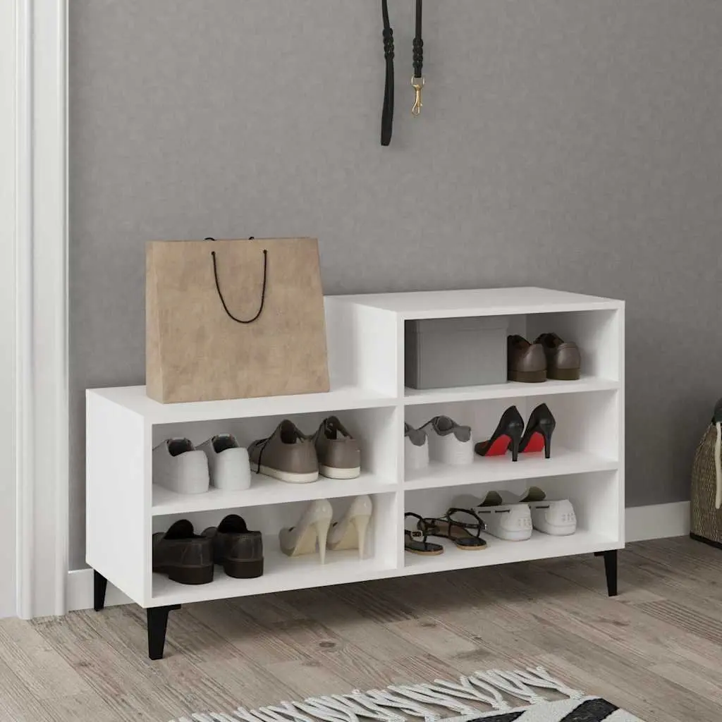 Shoe Cabinet White 102x36x60 cm Engineered Wood Storage Rack 5 Shelves