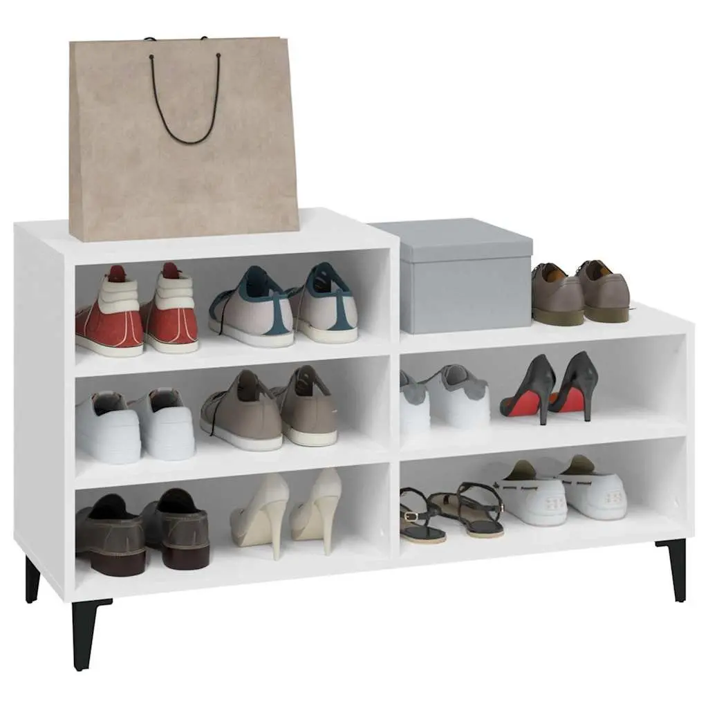 Shoe Cabinet White 102x36x60 cm Engineered Wood Storage Rack 5 Shelves