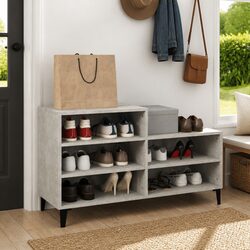 Grey Shoe Cabinet 102x36x60cm with 5 Shelves