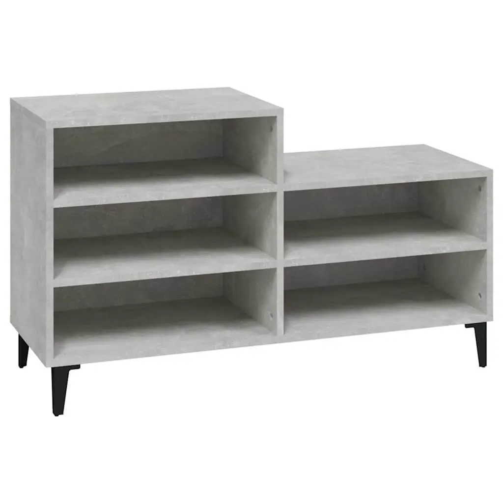 Shoe Storage Cabinet Grey Engineered Wood 102x36x60cm 5 Shelves Organizer for Hallway Bedroom Living Room Entryway