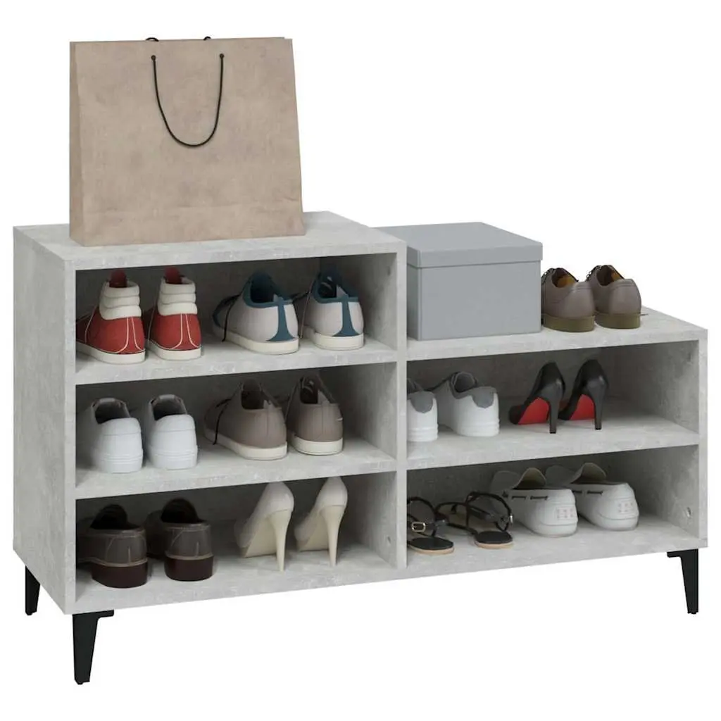 Shoe Storage Cabinet Grey Engineered Wood 102x36x60cm 5 Shelves Organizer for Hallway Bedroom Living Room Entryway