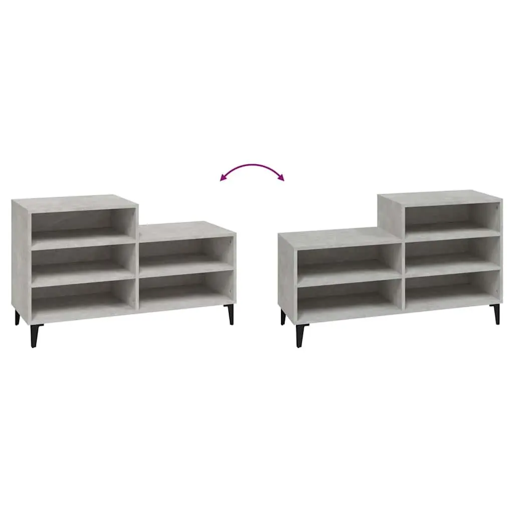 Shoe Storage Cabinet Grey Engineered Wood 102x36x60cm 5 Shelves Organizer for Hallway Bedroom Living Room Entryway