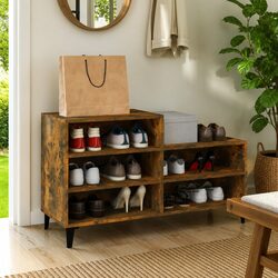 Brown Smoked Oak Shoe Cabinet - 5 Shelves, 102W x 36D x 60H cm
