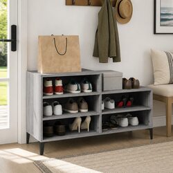 5-Shelf Shoe Cabinet in Grey – 102W x 36D x 60H cm