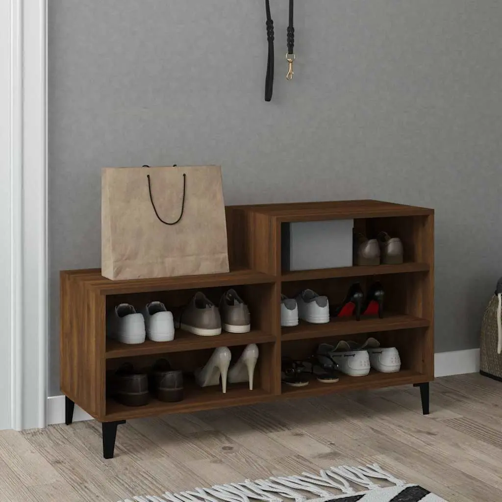 Shoe Cabinet Brown Oak 102x36x60cm Storage Rack 5 Shelves Engineered Wood