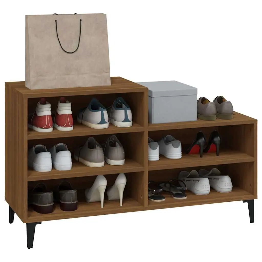 Shoe Cabinet Brown Oak 102x36x60cm Storage Rack 5 Shelves Engineered Wood