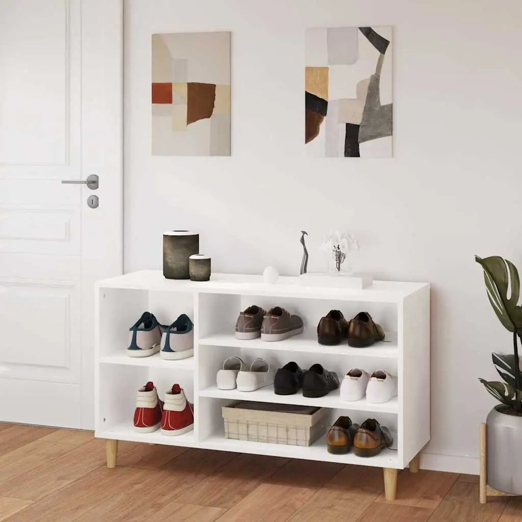 Shoe Cabinet White 102x36x60 cm Storage Organiser Engineered Wood Hall Furniture