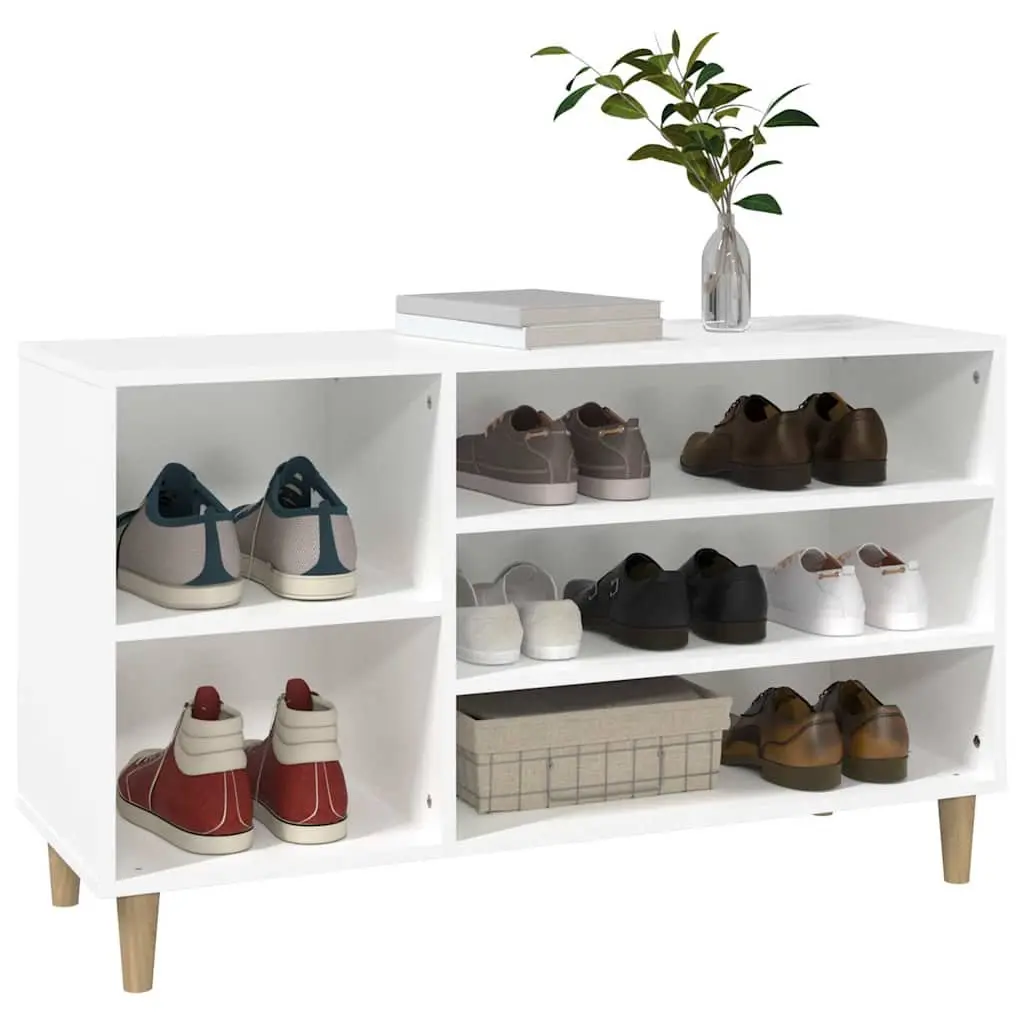 Shoe Cabinet White 102x36x60 cm Storage Organiser Engineered Wood Hall Furniture