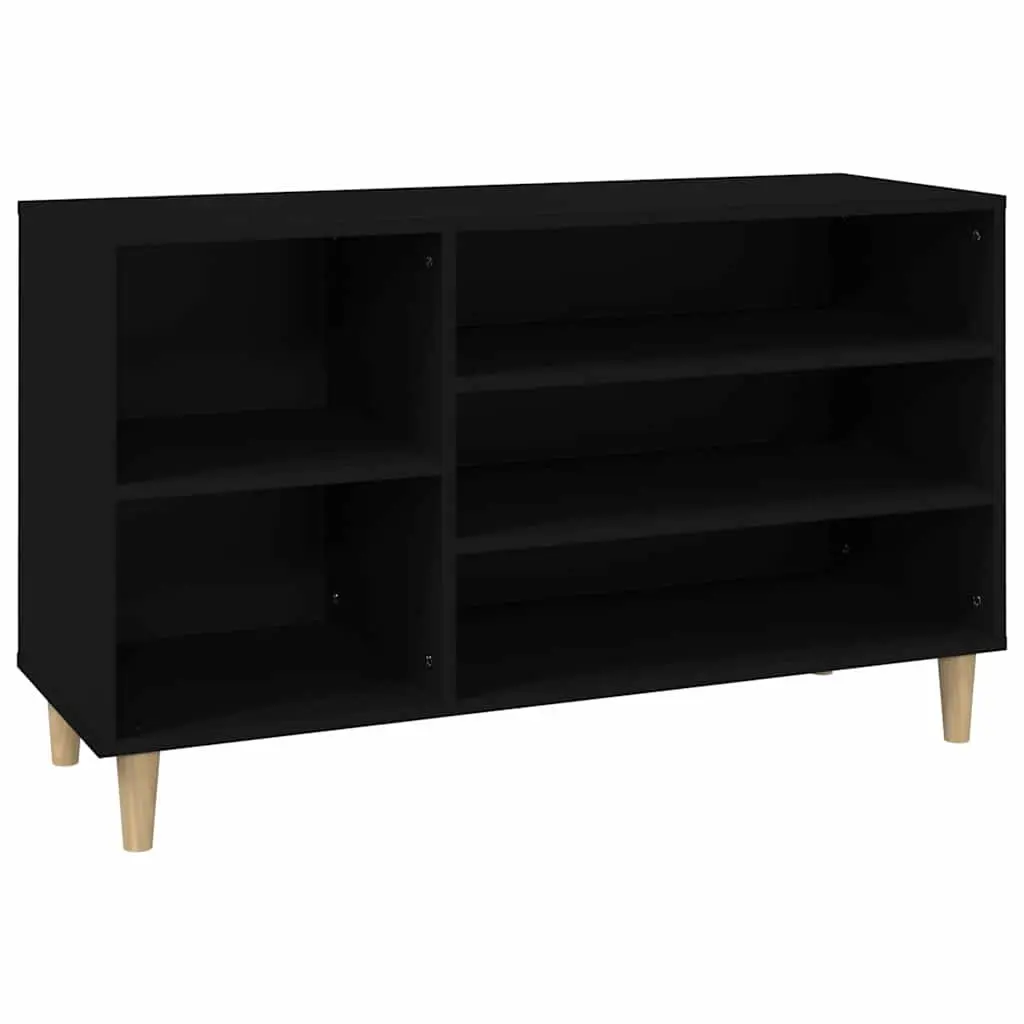 Shoe Cabinet Black Entryway Organizer Engineered Wood 102W x 36D x 60H cm
