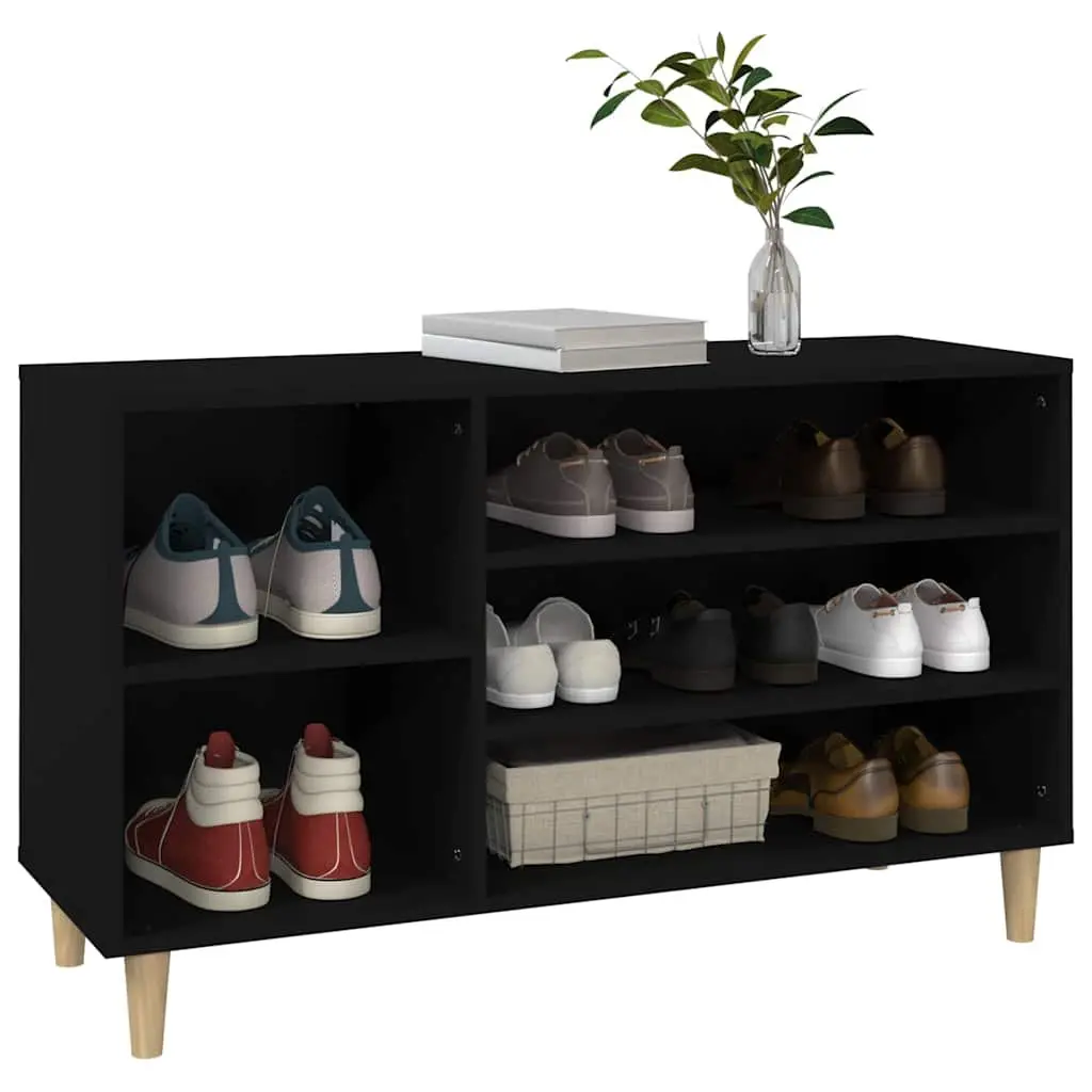 Shoe Cabinet Black Entryway Organizer Engineered Wood 102W x 36D x 60H cm