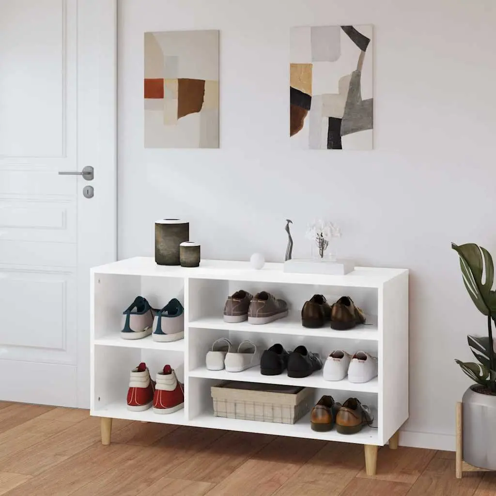 Shoe Cabinet Storage Organiser Hallway High Gloss White 102W x 36D x 60H cm