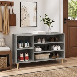 Shoe Cabinet Grey Engineered Wood Storage Organiser Hall Furniture 102x36x60cm