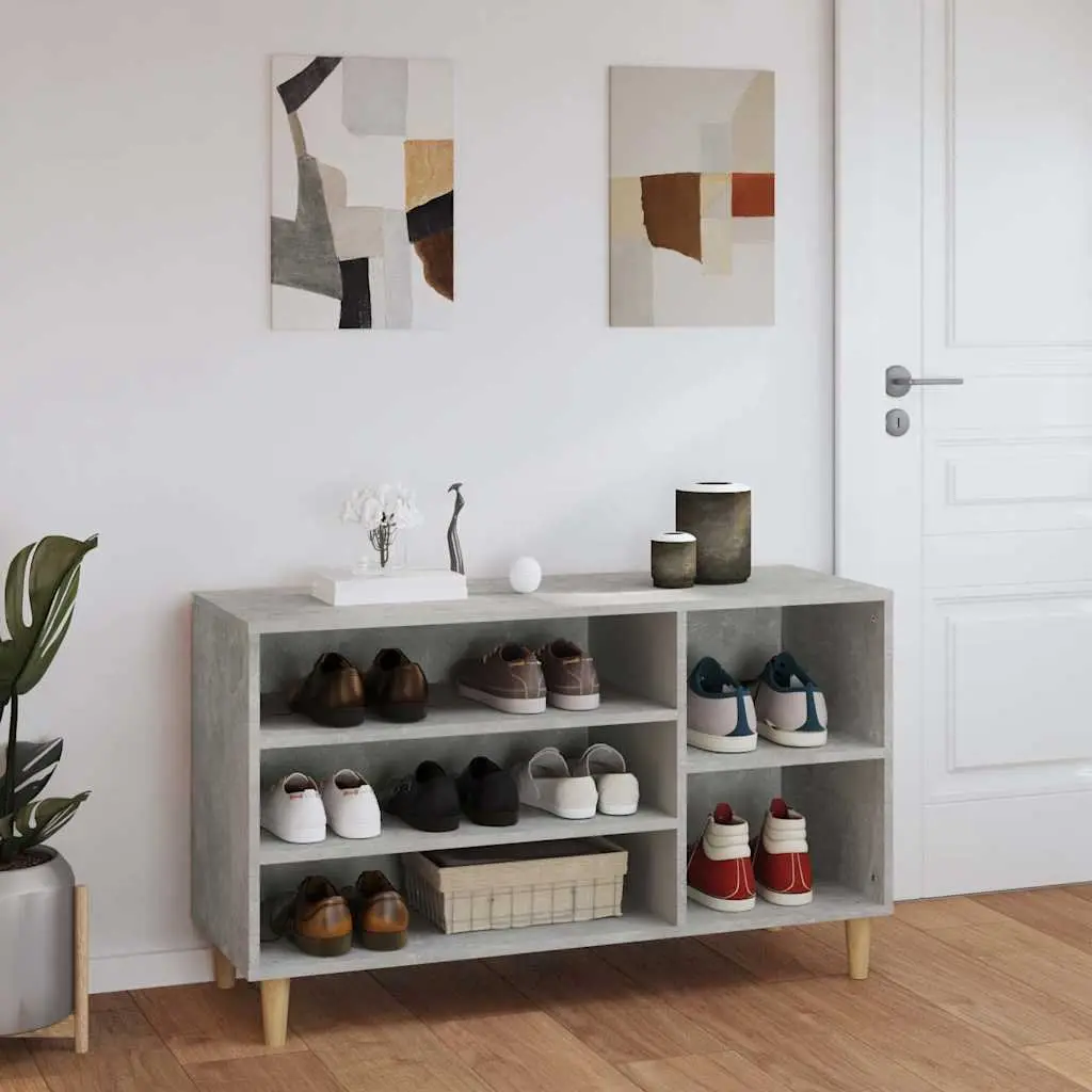 Shoe Cabinet Grey Engineered Wood Storage Organiser Hall 102x36x60cm