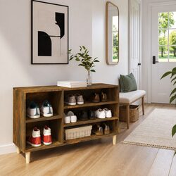 Shoe Cabinet Details: 102 x 36 x 60 cm, Brown Wood