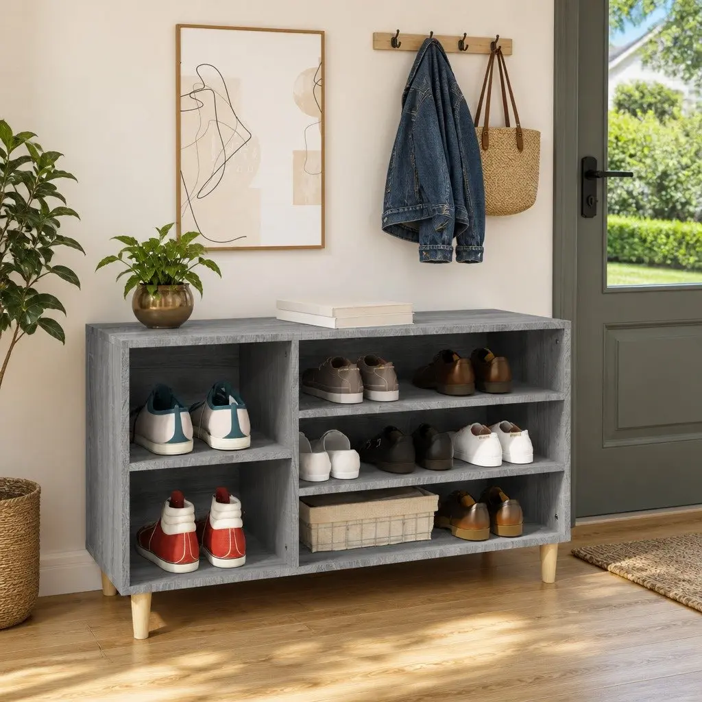 Shoe Cabinet Storage Organiser for Hall 102W x 36D x 60H cm Grey Sonoma Engineered Wood